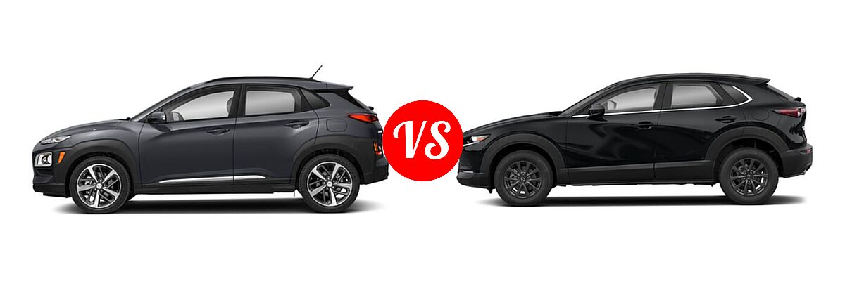 2020 Hyundai Kona SUV Limited / Ultimate vs. 2020 Mazda CX-30 SUV AWD - Side Comparison