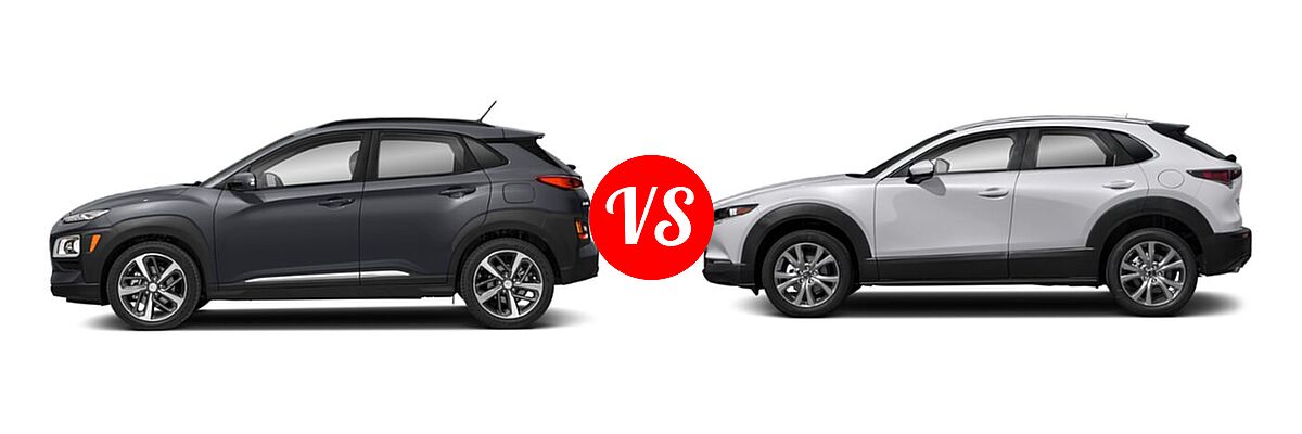 2020 Hyundai Kona SUV Limited / Ultimate vs. 2020 Mazda CX-30 SUV Preferred Package - Side Comparison