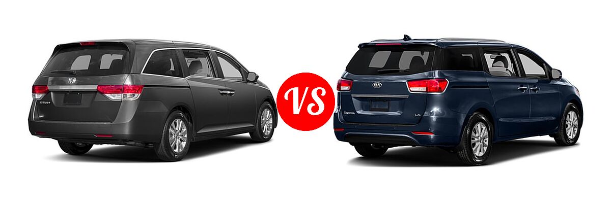 2017 Honda Odyssey Minivan EX vs. 2017 Kia Sedona Minivan L / LX - Rear Right Comparison