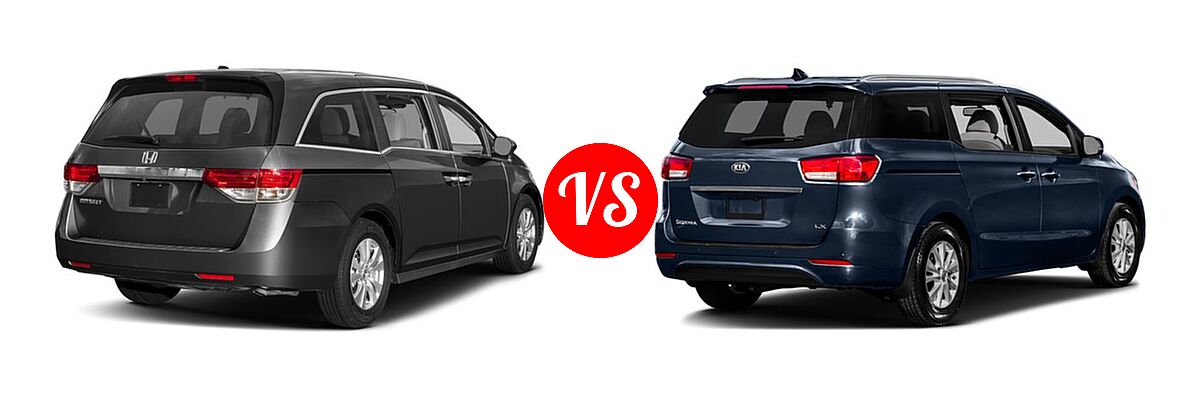 2017 Honda Odyssey Minivan EX-L vs. 2017 Kia Sedona Minivan L / LX - Rear Right Comparison