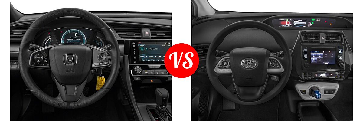 2018 Honda Civic Hatchback LX vs. 2018 Toyota Prius Hatchback Four / One / Three / Two - Dashboard Comparison