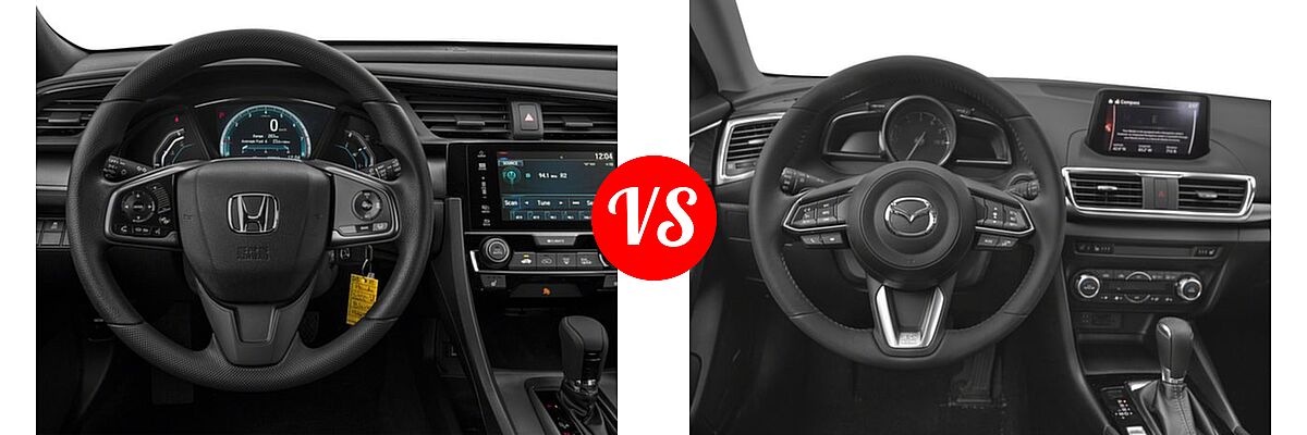 2018 Honda Civic Hatchback LX vs. 2018 Mazda 3 Hatchback Grand Touring - Dashboard Comparison
