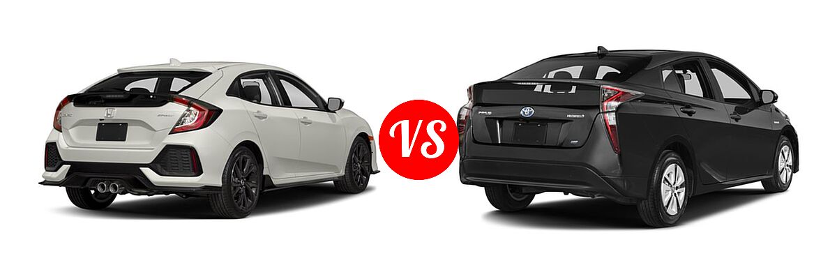 2018 Honda Civic Hatchback Sport vs. 2018 Toyota Prius Hatchback Two Eco - Rear Right Comparison