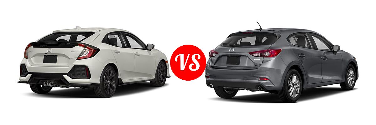 2018 Honda Civic Hatchback Sport vs. 2018 Mazda 3 Hatchback Sport - Rear Right Comparison