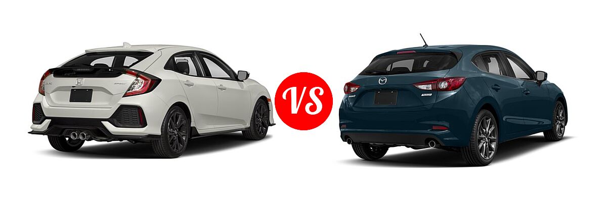 2018 Honda Civic Hatchback Sport vs. 2018 Mazda 3 Hatchback Touring - Rear Right Comparison