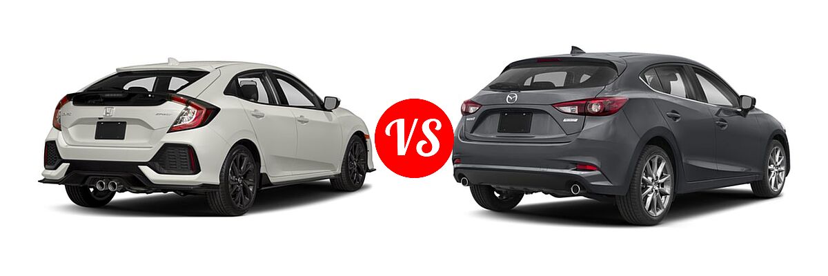 2018 Honda Civic Hatchback Sport vs. 2018 Mazda 3 Hatchback Grand Touring - Rear Right Comparison