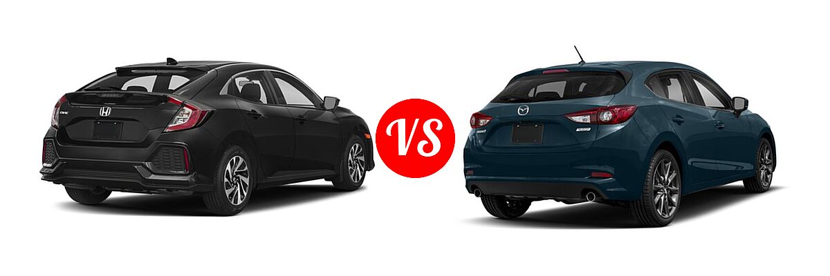 2018 Honda Civic Hatchback LX vs. 2018 Mazda 3 Hatchback Touring - Rear Right Comparison