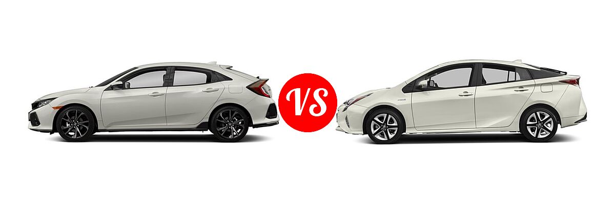 2018 Honda Civic Hatchback Sport vs. 2018 Toyota Prius Hatchback Four Touring / Three Touring - Side Comparison