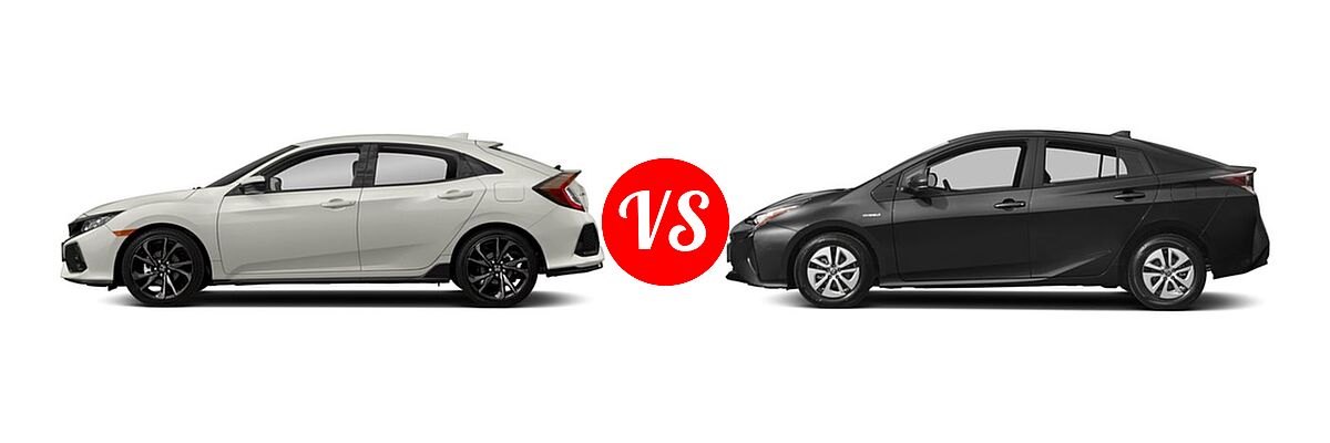 2018 Honda Civic Hatchback Sport vs. 2018 Toyota Prius Hatchback Two Eco - Side Comparison