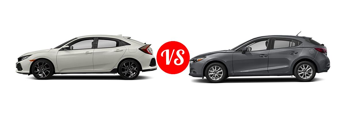 2018 Honda Civic Hatchback Sport vs. 2018 Mazda 3 Hatchback Sport - Side Comparison