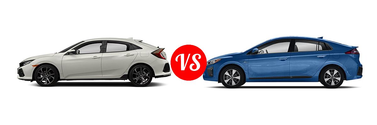 2018 Honda Civic Hatchback Sport vs. 2018 Hyundai Ioniq Plug-In Hybrid Hatchback Limited - Side Comparison