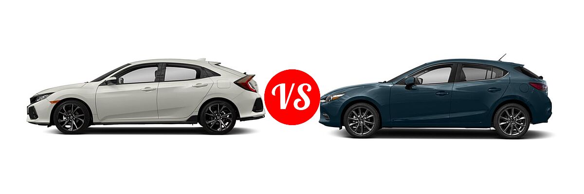 2018 Honda Civic Hatchback Sport vs. 2018 Mazda 3 Hatchback Touring - Side Comparison