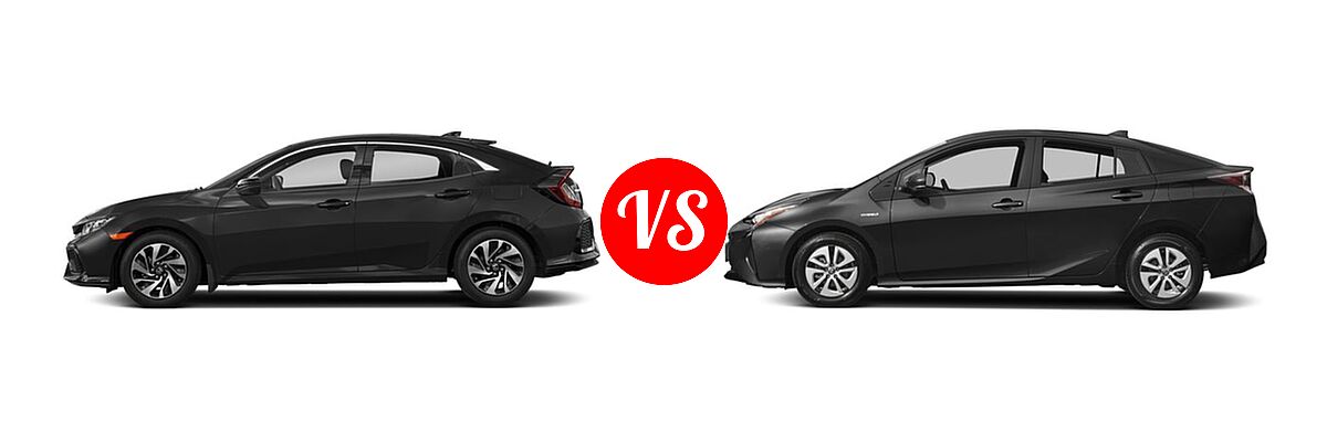 2018 Honda Civic Hatchback LX vs. 2018 Toyota Prius Hatchback Two Eco - Side Comparison