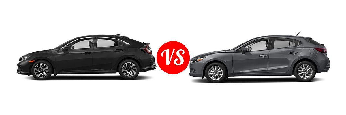 2018 Honda Civic Hatchback LX vs. 2018 Mazda 3 Hatchback Sport - Side Comparison