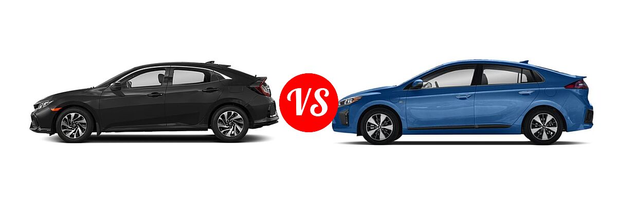 2018 Honda Civic Hatchback LX vs. 2018 Hyundai Ioniq Plug-In Hybrid Hatchback Limited - Side Comparison