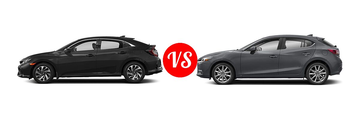 2018 Honda Civic Hatchback LX vs. 2018 Mazda 3 Hatchback Grand Touring - Side Comparison