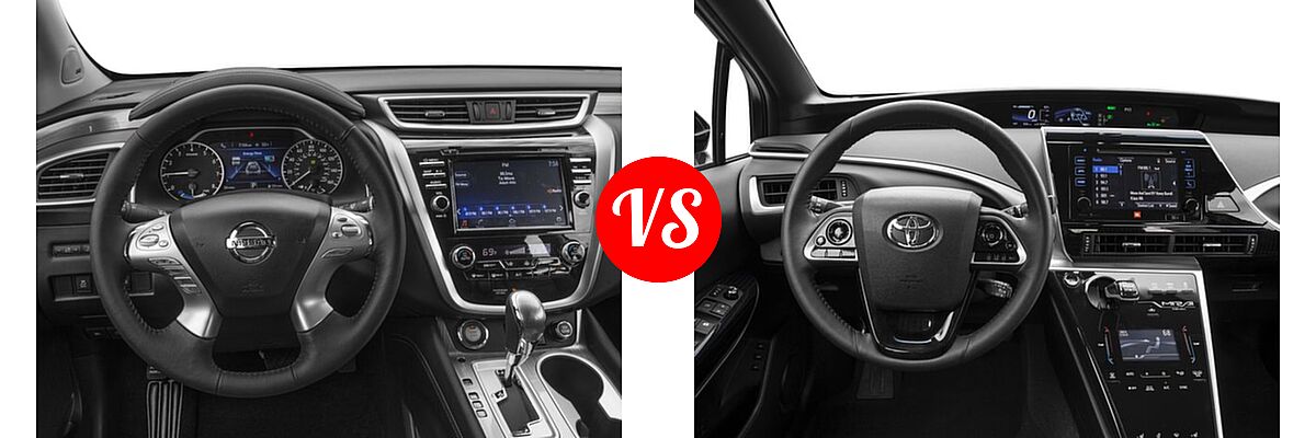 2016 Nissan Murano SUV Hybrid Platinum / SL vs. 2016 Toyota Mirai Sedan 4dr Sdn - Dashboard Comparison
