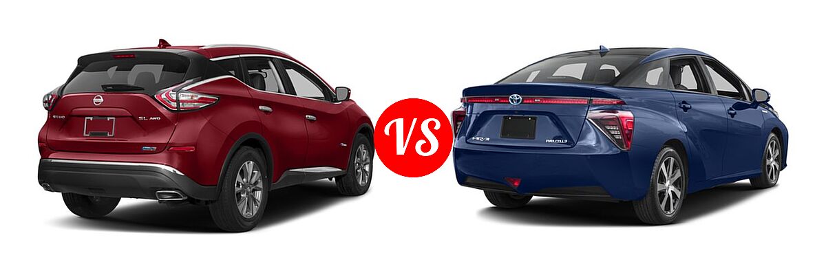2016 Nissan Murano SUV Hybrid Platinum / SL vs. 2016 Toyota Mirai Sedan 4dr Sdn - Rear Right Comparison
