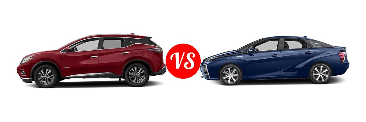 2016 Nissan Murano SUV Hybrid Platinum / SL vs. 2016 Toyota Mirai Sedan 4dr Sdn - Side Comparison