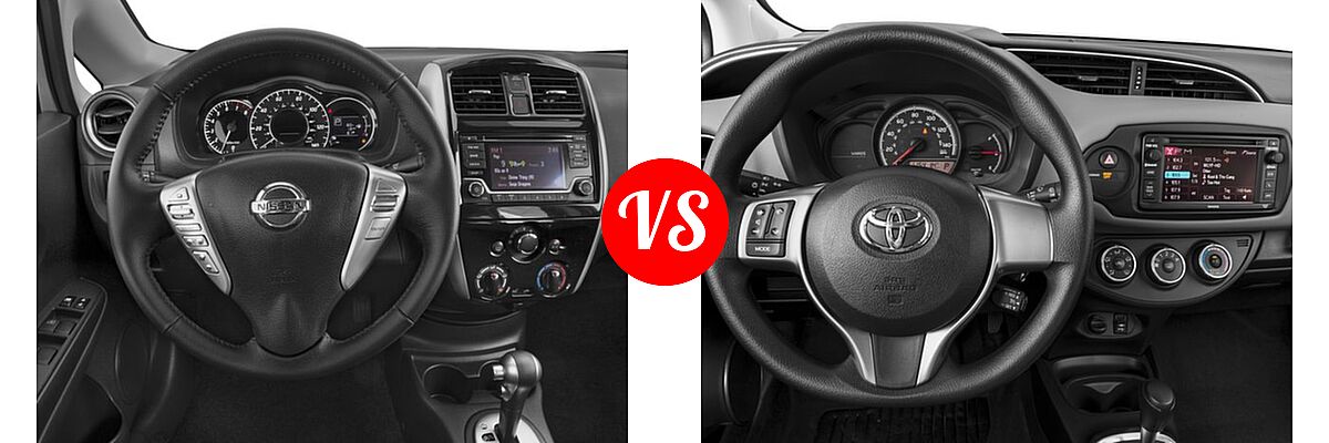 2016 Nissan Versa Note Hatchback S / S Plus / SV vs. 2016 Toyota Yaris Hatchback L / LE - Dashboard Comparison