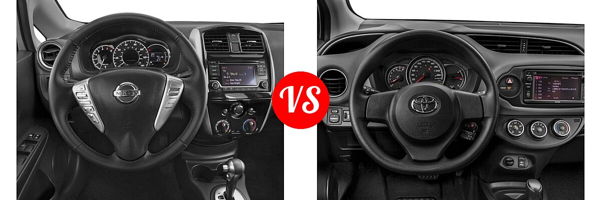 2016 Nissan Versa Note Hatchback S / S Plus / SV vs. 2016 Toyota Yaris Hatchback L / LE - Dashboard Comparison