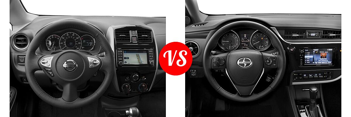 2016 Nissan Versa Note Hatchback SR vs. 2016 Scion iM Hatchback 5dr HB CVT (GS) / 5dr HB CVT (Natl) / 5dr HB CVT (SE) / 5dr HB Man (GS) / 5dr HB Man (Natl) / 5dr HB Man (SE) - Dashboard Comparison