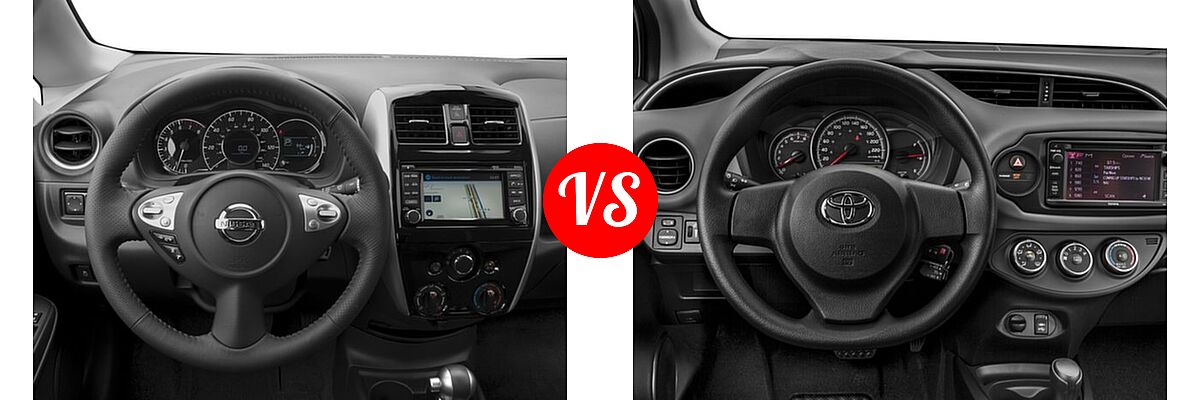 2016 Nissan Versa Note Hatchback SR vs. 2016 Toyota Yaris Hatchback L / LE - Dashboard Comparison