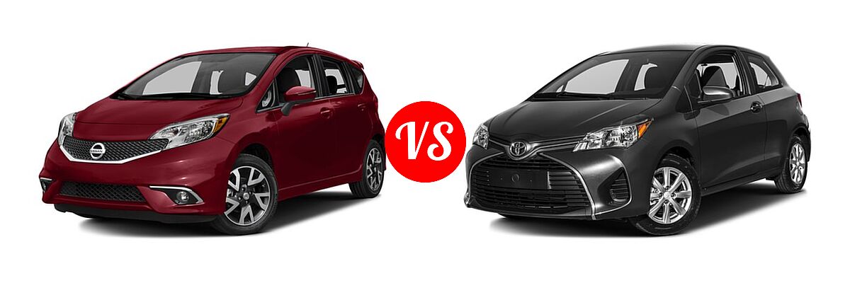 2016 Nissan Versa Note Hatchback SR vs. 2016 Toyota Yaris Hatchback L / LE - Front Left Comparison