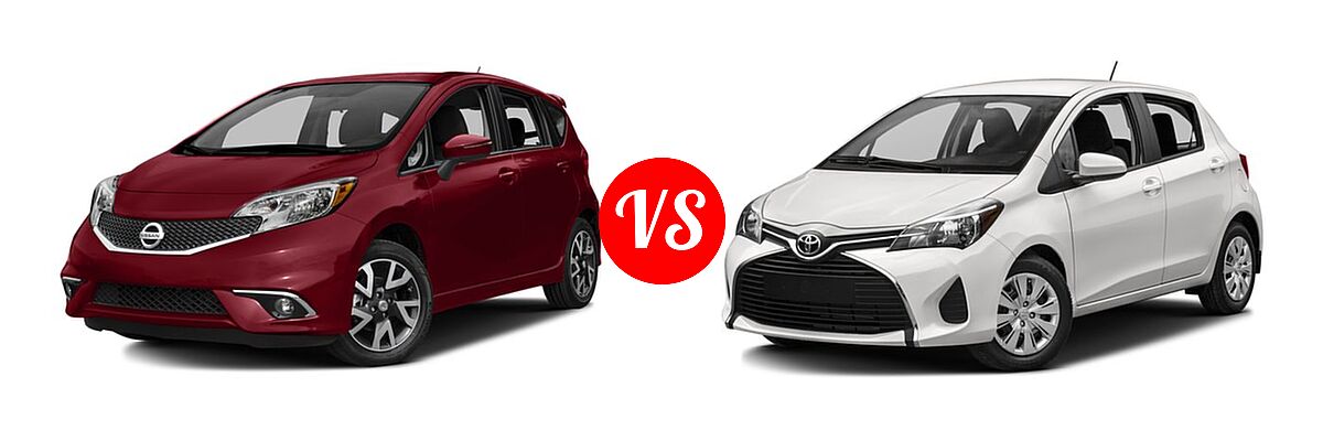 2016 Nissan Versa Note Hatchback SR vs. 2016 Toyota Yaris Hatchback L / LE - Front Left Comparison