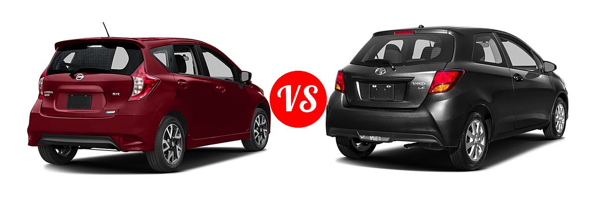 2016 Nissan Versa Note Hatchback SR vs. 2016 Toyota Yaris Hatchback L / LE - Rear Right Comparison