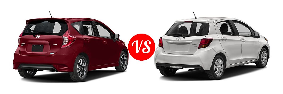 2016 Nissan Versa Note Hatchback SR vs. 2016 Toyota Yaris Hatchback L / LE - Rear Right Comparison