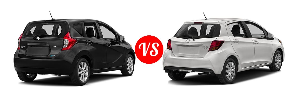 2016 Nissan Versa Note Hatchback SL vs. 2016 Toyota Yaris Hatchback L / LE - Rear Right Comparison
