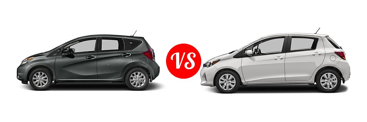 2016 Nissan Versa Note Hatchback S / S Plus / SV vs. 2016 Toyota Yaris Hatchback L / LE - Side Comparison