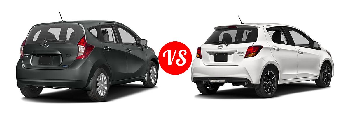 2016 Nissan Versa Note Hatchback S / S Plus / SV vs. 2016 Toyota Yaris Hatchback SE - Rear Right Comparison