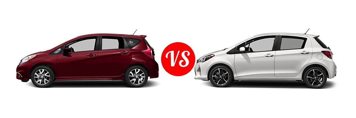 2016 Nissan Versa Note Hatchback SR vs. 2016 Toyota Yaris Hatchback SE - Side Comparison