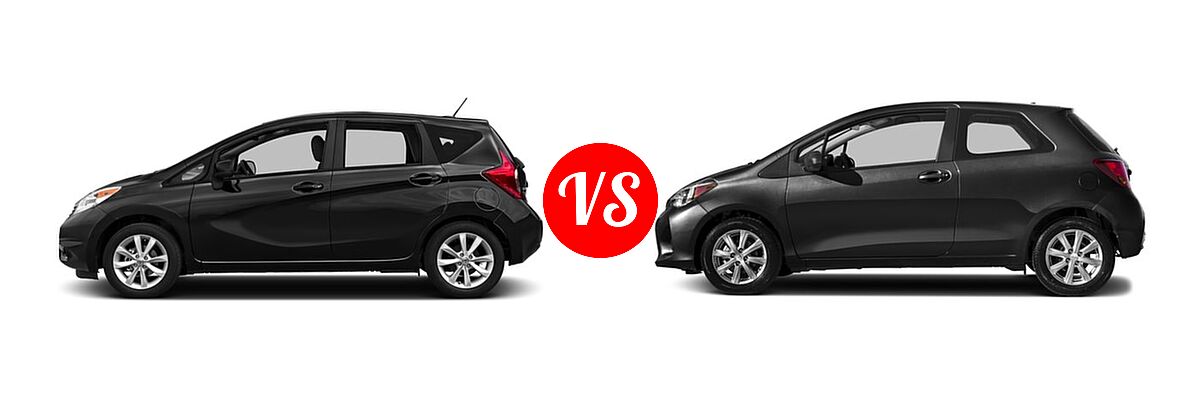 2016 Nissan Versa Note Hatchback SL vs. 2016 Toyota Yaris Hatchback L / LE - Side Comparison