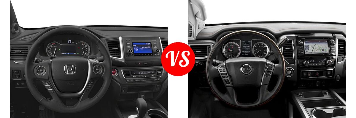 2018 Honda Ridgeline Pickup RTL vs. 2018 Nissan Titan XD Pickup Diesel Platinum Reserve - Dashboard Comparison