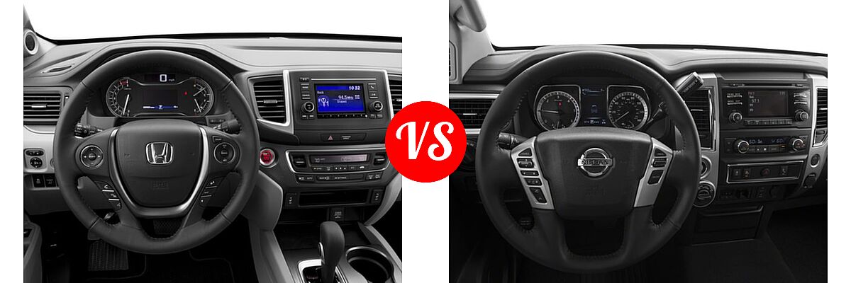 2018 Honda Ridgeline Pickup RTL vs. 2018 Nissan Titan XD Pickup Diesel S / SV - Dashboard Comparison