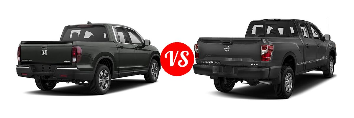 2018 Honda Ridgeline Pickup RTL vs. 2018 Nissan Titan XD Pickup Diesel S - Rear Right Comparison