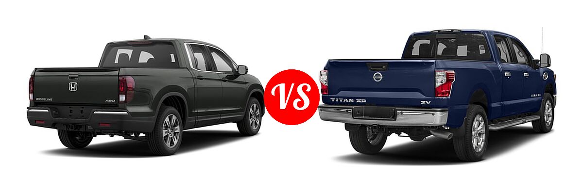 2018 Honda Ridgeline Pickup RTL vs. 2018 Nissan Titan XD Pickup Diesel SV - Rear Right Comparison