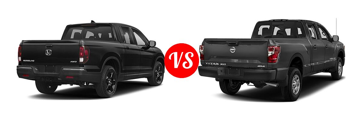 2018 Honda Ridgeline Pickup Black Edition vs. 2018 Nissan Titan XD Pickup Diesel S - Rear Right Comparison
