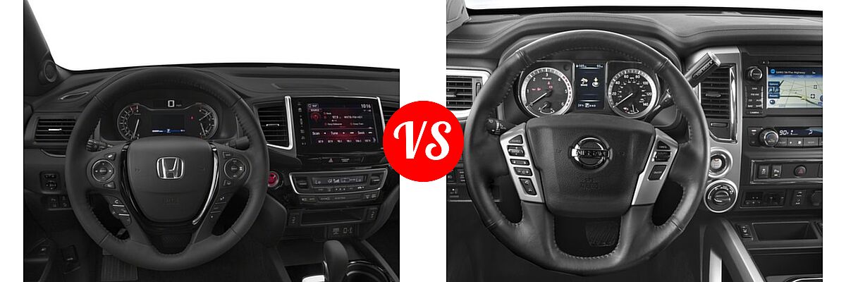 2018 Honda Ridgeline Pickup Black Edition vs. 2018 Nissan Titan XD Pickup Diesel SL - Dashboard Comparison