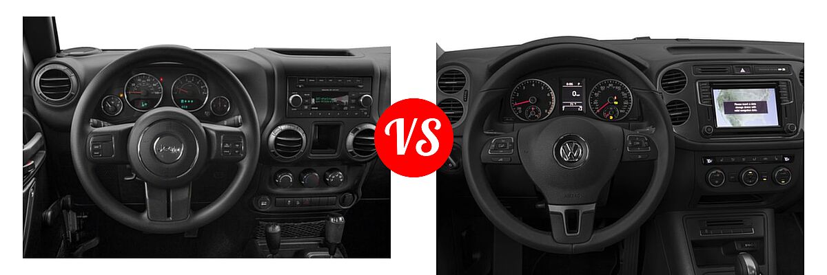2017 Jeep Wrangler SUV Big Bear / Freedom / Sport / Willys Wheeler vs. 2017 Volkswagen Tiguan SUV Sport - Dashboard Comparison