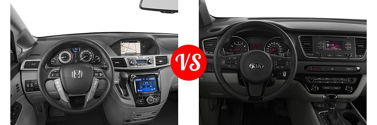 2017 Honda Odyssey Minivan Touring Elite vs. 2017 Kia Sedona Minivan L / LX - Dashboard Comparison