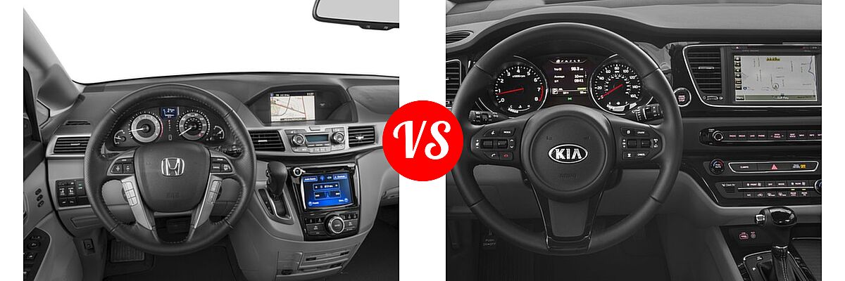 2017 Honda Odyssey Minivan Touring Elite vs. 2017 Kia Sedona Minivan EX / SX - Dashboard Comparison