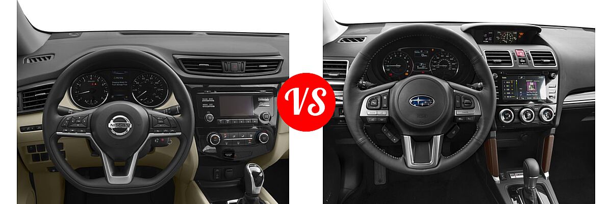 2017 Nissan Rogue SUV S / SV vs. 2017 Subaru Forester SUV Touring - Dashboard Comparison