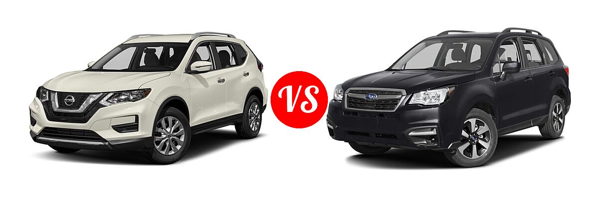 2017 Nissan Rogue SUV S / SV vs. 2017 Subaru Forester SUV Premium - Front Left Comparison