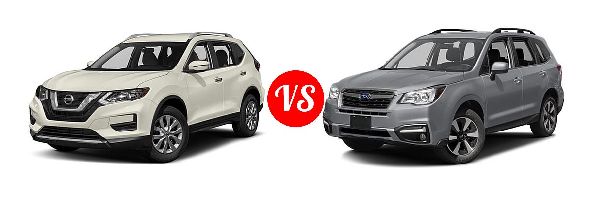 2017 Nissan Rogue SUV S / SV vs. 2017 Subaru Forester SUV Limited - Front Left Comparison