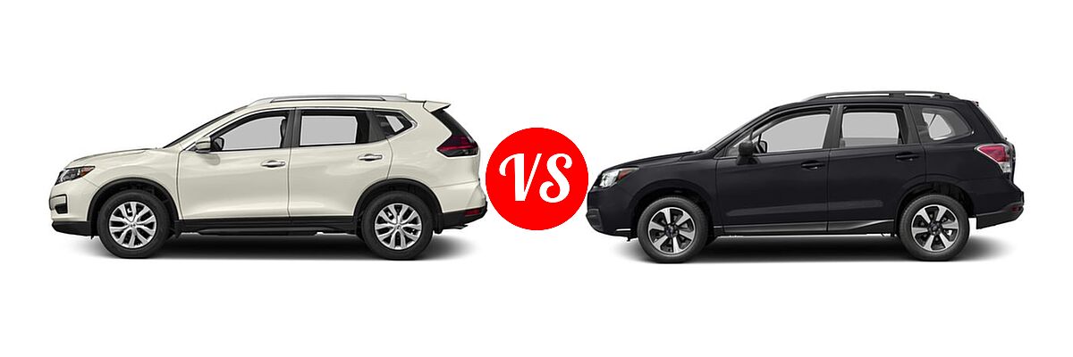 2017 Nissan Rogue SUV S / SV vs. 2017 Subaru Forester SUV 2.5i CVT - Side Comparison