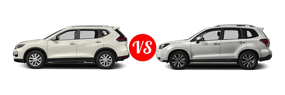 2017 Nissan Rogue SUV S / SV vs. 2017 Subaru Forester SUV Premium - Side Comparison